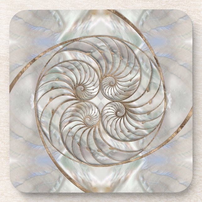 Dessous-de-verre Nautilus Shell - Mère de Pearl et d'or (Devant)