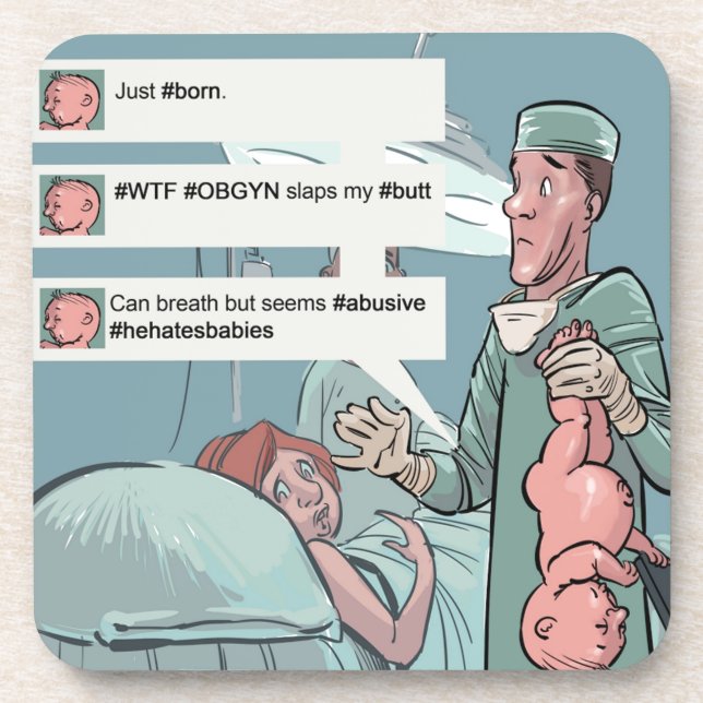 Dessous-de-verre Né Pour Tweeter Drôle Caricature (Devant)