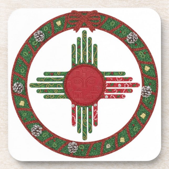Dessous-de-verre New Mexico Zia Sun Christmas (Devant)