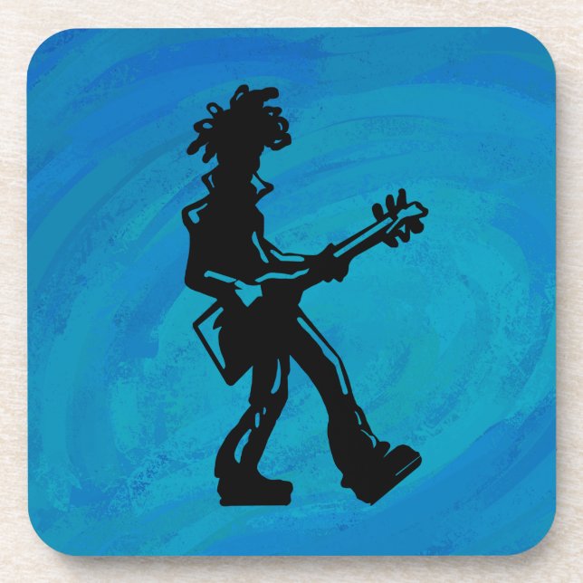 Dessous-de-verre New York Boogie Nights Guitare Bleu (Devant)