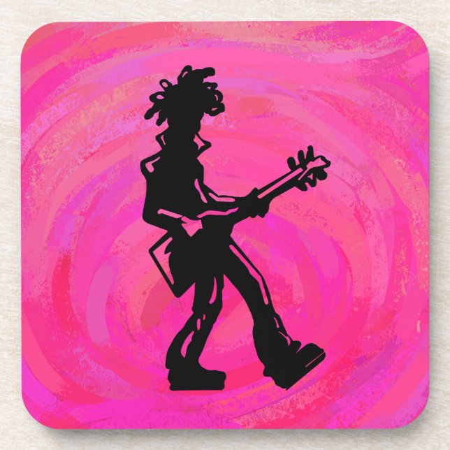 Dessous-de-verre New York Boogie Nights Guitare Hot Pink (Devant)