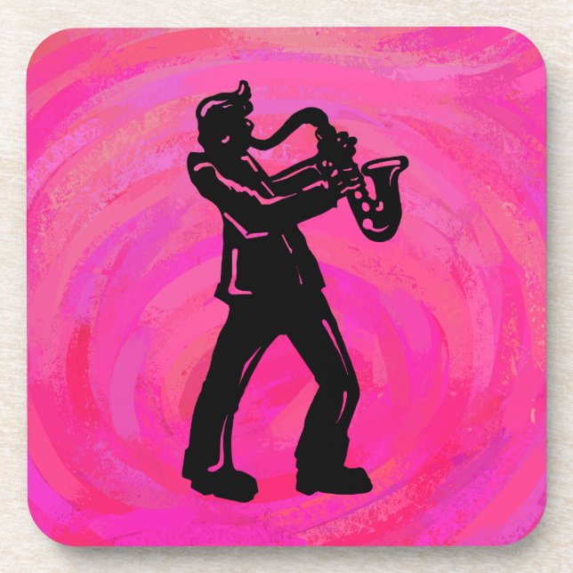 Dessous-de-verre New York Boogie Nuits Saxophone Hot Pink (Devant)