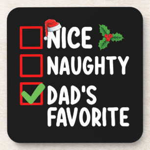 Dessous-de-verre Nice Naughty Papa's Favorite Christmas List Famill