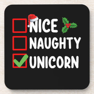 Dessous-de-verre Nice Naughty Unicorn Liste de Noël
