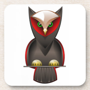 Dessous-de-verre Ninja Owl en rouge vert et Brown