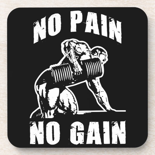Dessous-de-verre NO PAIN NO GAIN. Exercice de musculation Motivatio (Devant)
