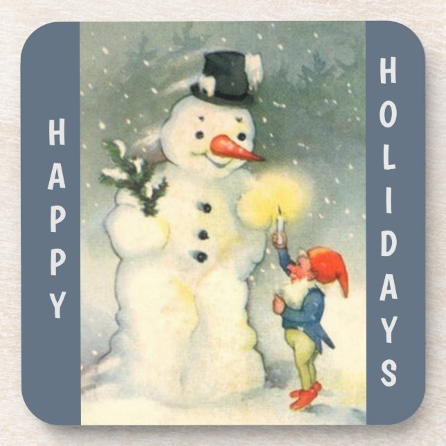 Dessous-de-verre Noël à Snowman et aux elfes (Devant)