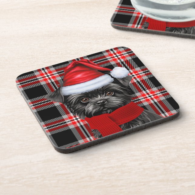 Dessous-de-verre Noël Affenpinscher Chien Red Plaid Holiday (Côté gauche)