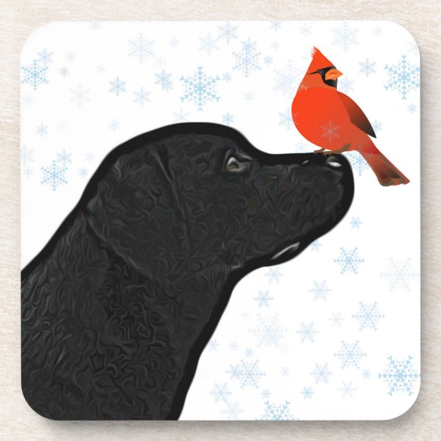 Dessous-de-verre Noël au Labrador noir (Devant)