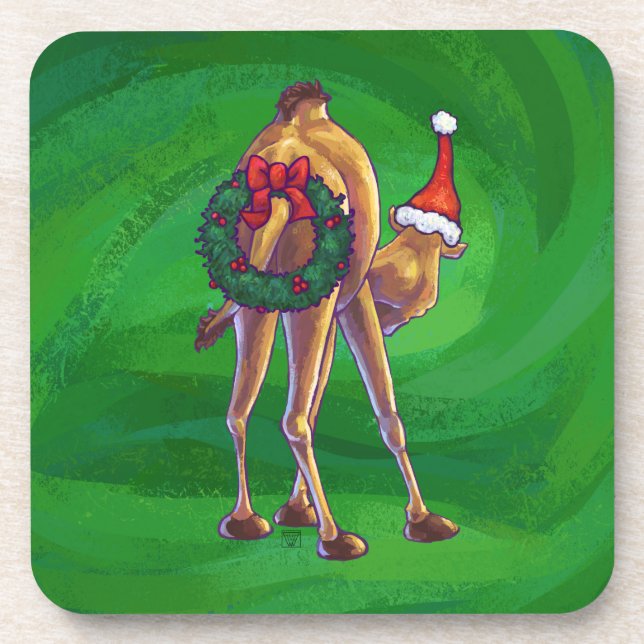 Dessous-de-verre Noël De Camel Sur Vert (Devant)
