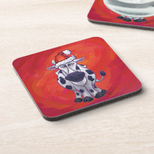 Dessous-de-verre Noël de la vache sur Red Feild