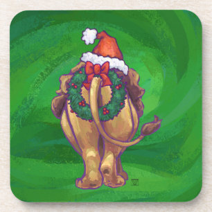 Dessous-de-verre Noël de lion sur le vert