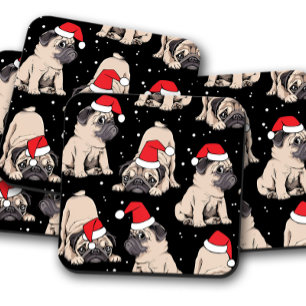 Dessous-de-verre Noël du mignon Carlin Père Noël   Jeu de liège de 
