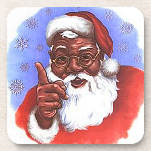 Dessous-de-verre Noël du Père Noël noir afro-américain