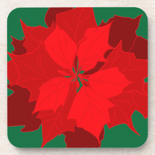 Dessous-de-verre Noel poinsettia rouge & vert ensemble 6 dessous de