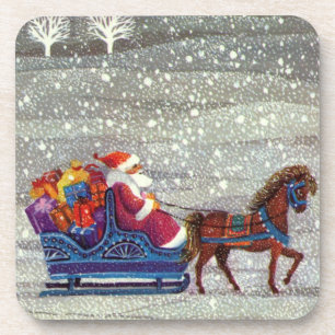 Dessous-de-verre Noël Vintage, Cheval du Père Noël
