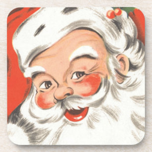 Dessous-de-verre Noël Vintage, Jolly Santa Claus avec Smile