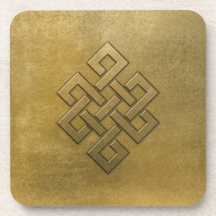 Dessous-de-verre Noeud sans fin de relief d'or