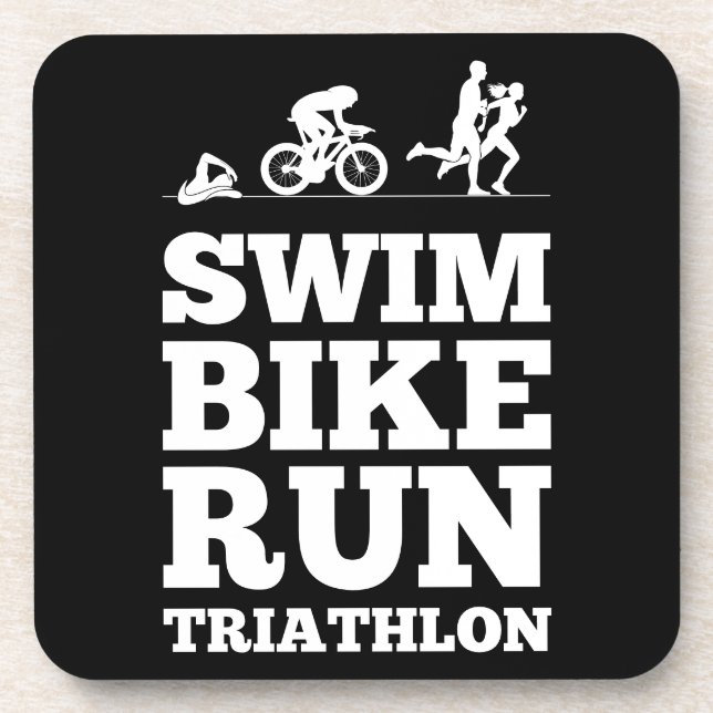 Dessous-de-verre Noir ・ Course à vélo de natation Triathlon Motivat (Devant)