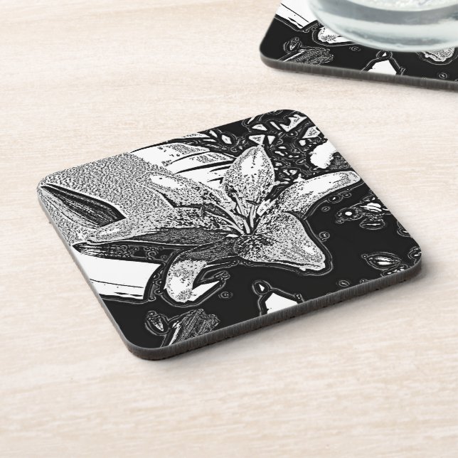 Dessous-de-verre noir et blanc abstrait formes modernes (Côté gauche)