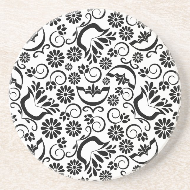 Dessous de verre noir et blanc élégant (Devant)