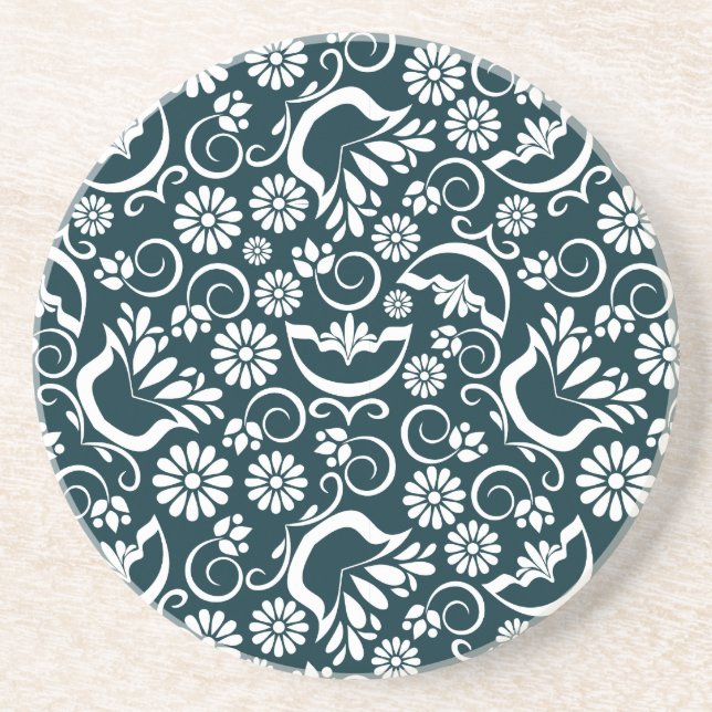 Dessous de verre noir et blanc élégant (Devant)