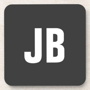 Dessous-de-verre Noir sobre simple et tendance initiales monogramme