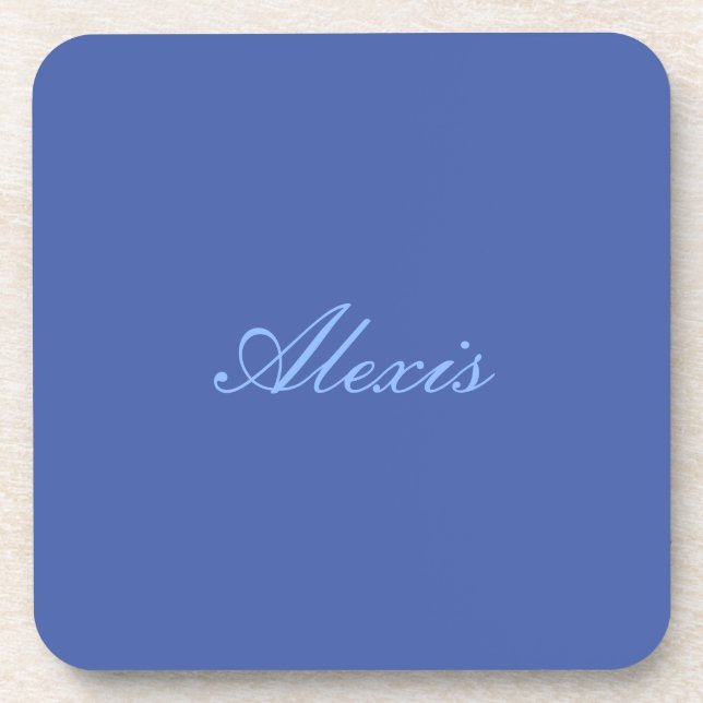 Dessous-de-verre Nom Calligraphie Script Simple Bleu (Devant)