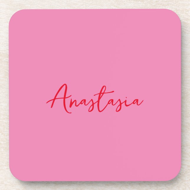Dessous-de-verre Nom de calligraphie professionnelle rose personnal (Devant)