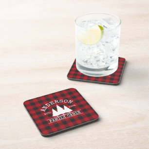 Dessous-de-verre Nom de famille Cabine Plaid de Red Buffalo