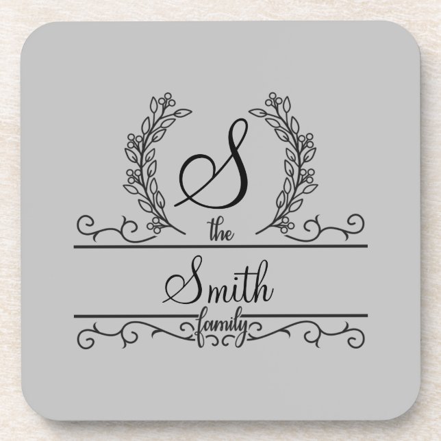 Dessous-de-verre Nom de famille personnalisé monogramme (Devant)