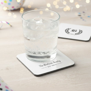 Dessous-de-verre Nom de famille personnalisé Monogramme Beverage Co