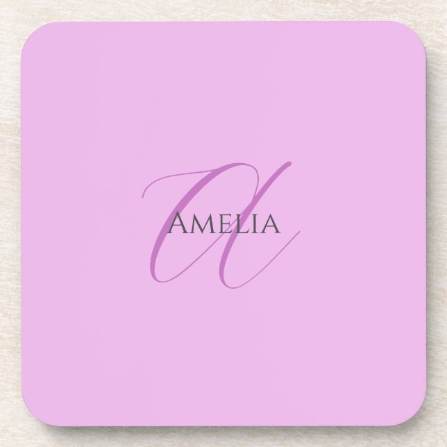 Dessous-de-verre Nom Monogramme Lettre initiale Orchid & Lilac (Devant)