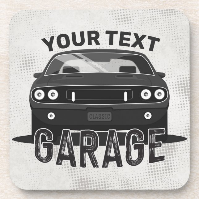 Dessous-de-verre Nom personnalisé Classic Muscle Garage Retro (Devant)
