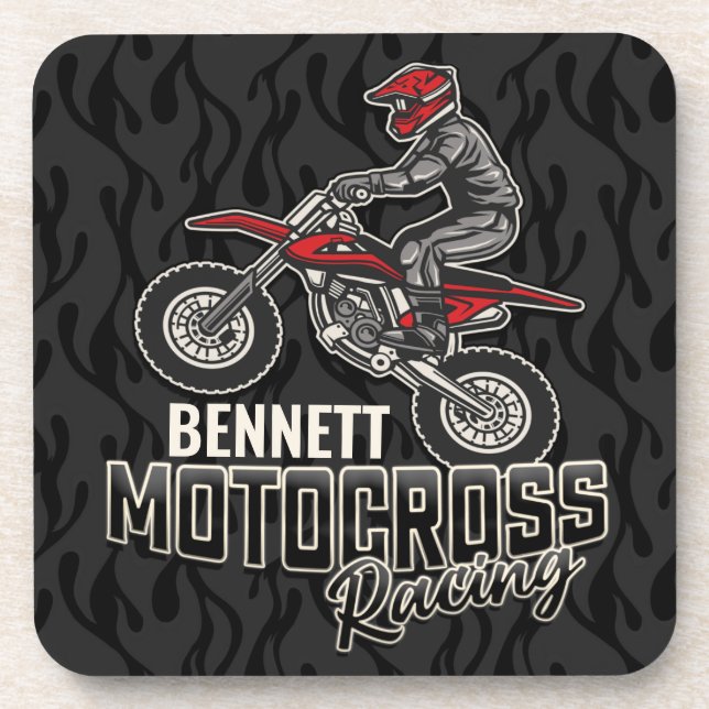 Dessous-de-verre Nom personnalisé Dirt Vélo Rider Motocross Racing (Devant)