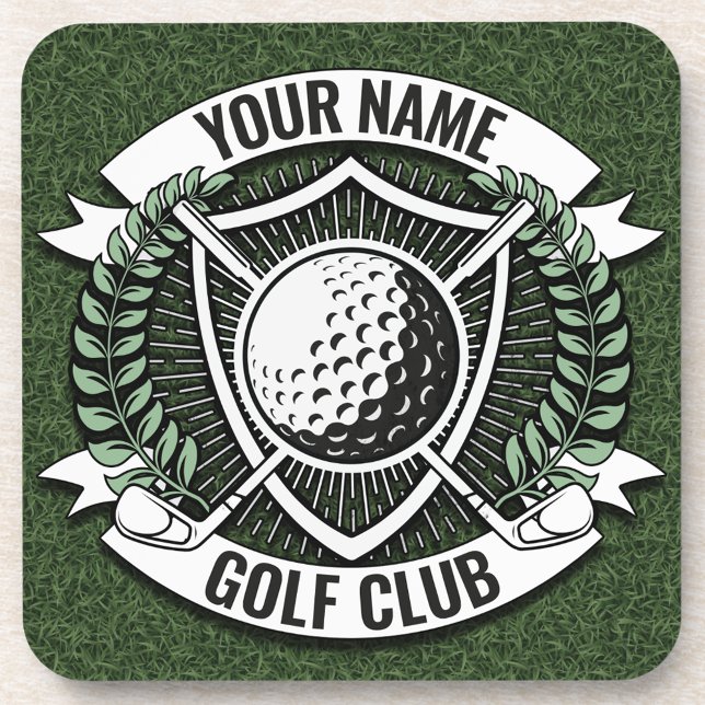 Dessous-de-verre NOM personnalisé Golfer Golf Club Turf Clubhouse (Créateur téléchargé)