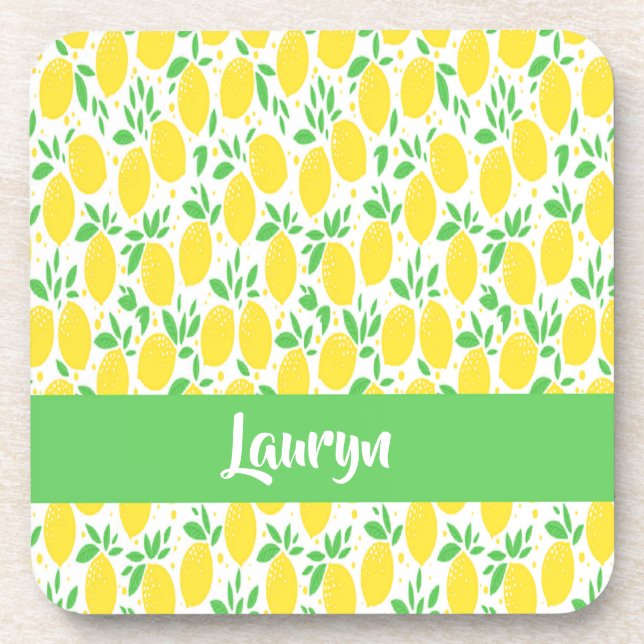 Dessous-de-verre Nom personnalisé motif citron (Devant)
