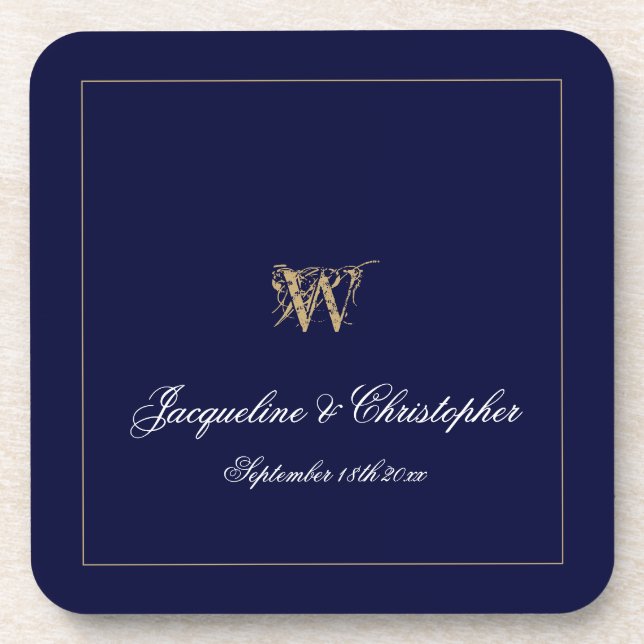 Dessous-de-verre Noms de monogramme de cadeau de mariage/nouvelleme (Devant)