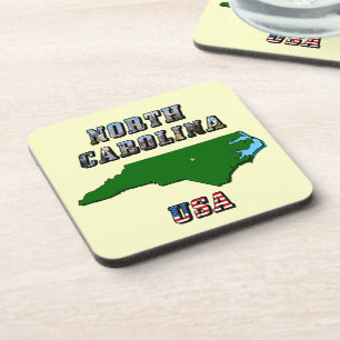 Dessous-de-verre North Carolina Map and Text