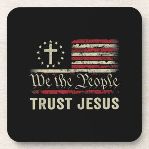 Dessous-de-verre Nous Le Peuple Confiance Jésus - USA Drapeau Chris