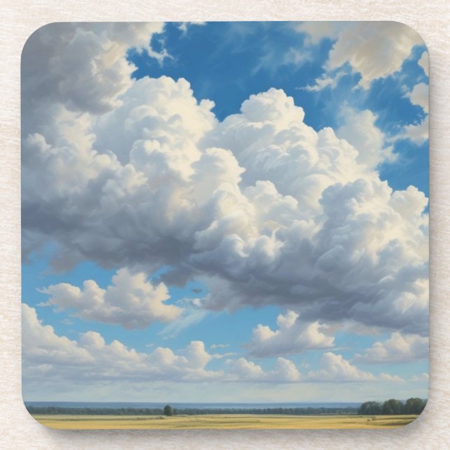 Dessous-de-verre Nuages blancs et ciel bleu clair (Devant)