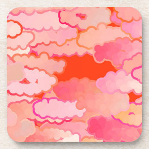 Dessous-de-verre Nuages japonais, coucher du soleil, corail, Fuchsi