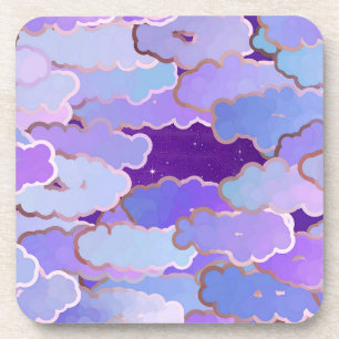 Dessous-de-verre Nuages japonais, crépuscule, violet et violet prof