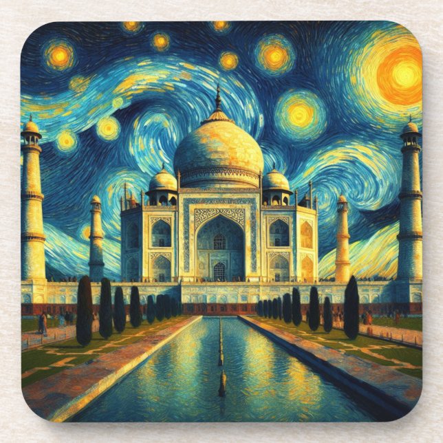 Dessous-de-verre Nuit étoilée Taj Mahal India (Devant)