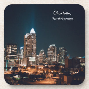 Dessous-de-verre Nuit Skyline de la ville de Charlotte North Caroli