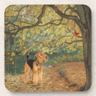 Dessous-de-verre Observation des oiseaux d'Airedale Terrier