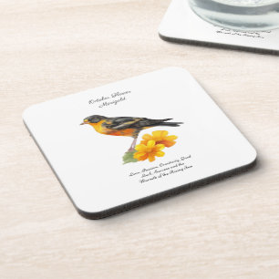 Dessous-de-verre Octobre Fleur Marigold et naissance d'oiseaux