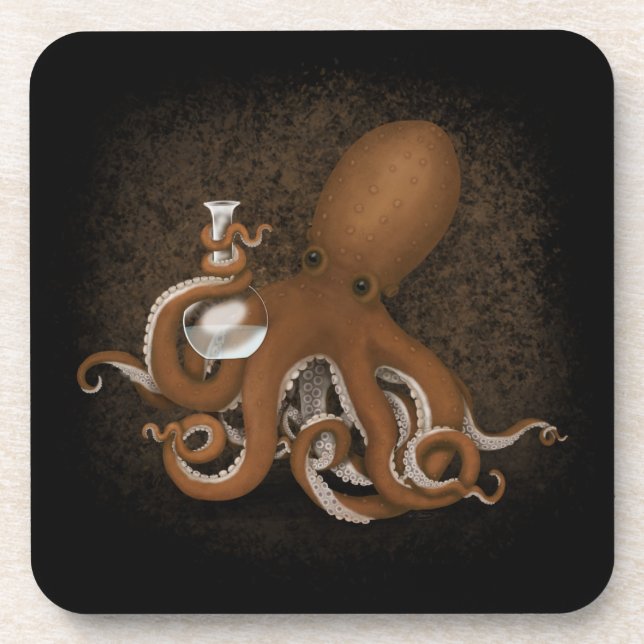 Dessous-de-verre Octopus Avec Chimie Flacon Steampunk Science (Devant)