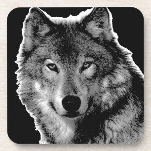 Dessous-de-verre Oeuvre de Loup noir et blanc