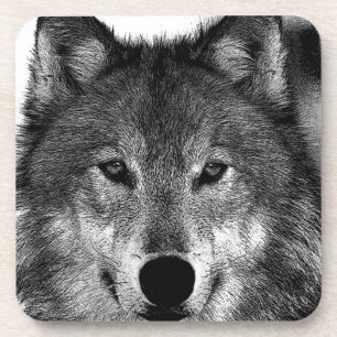 Dessous-de-verre Oeuvre de Loup noir et blanc